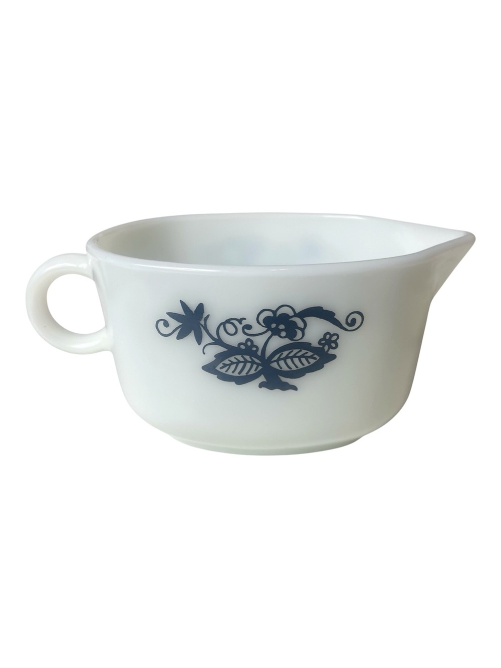PYREX Vintage White Gravy Boat in Old Town Blue Onion Floral Milk Glass
